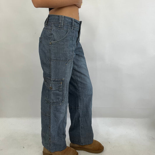 CARRIE BRADSHAW DROP | large mid wash denim cargo trousers