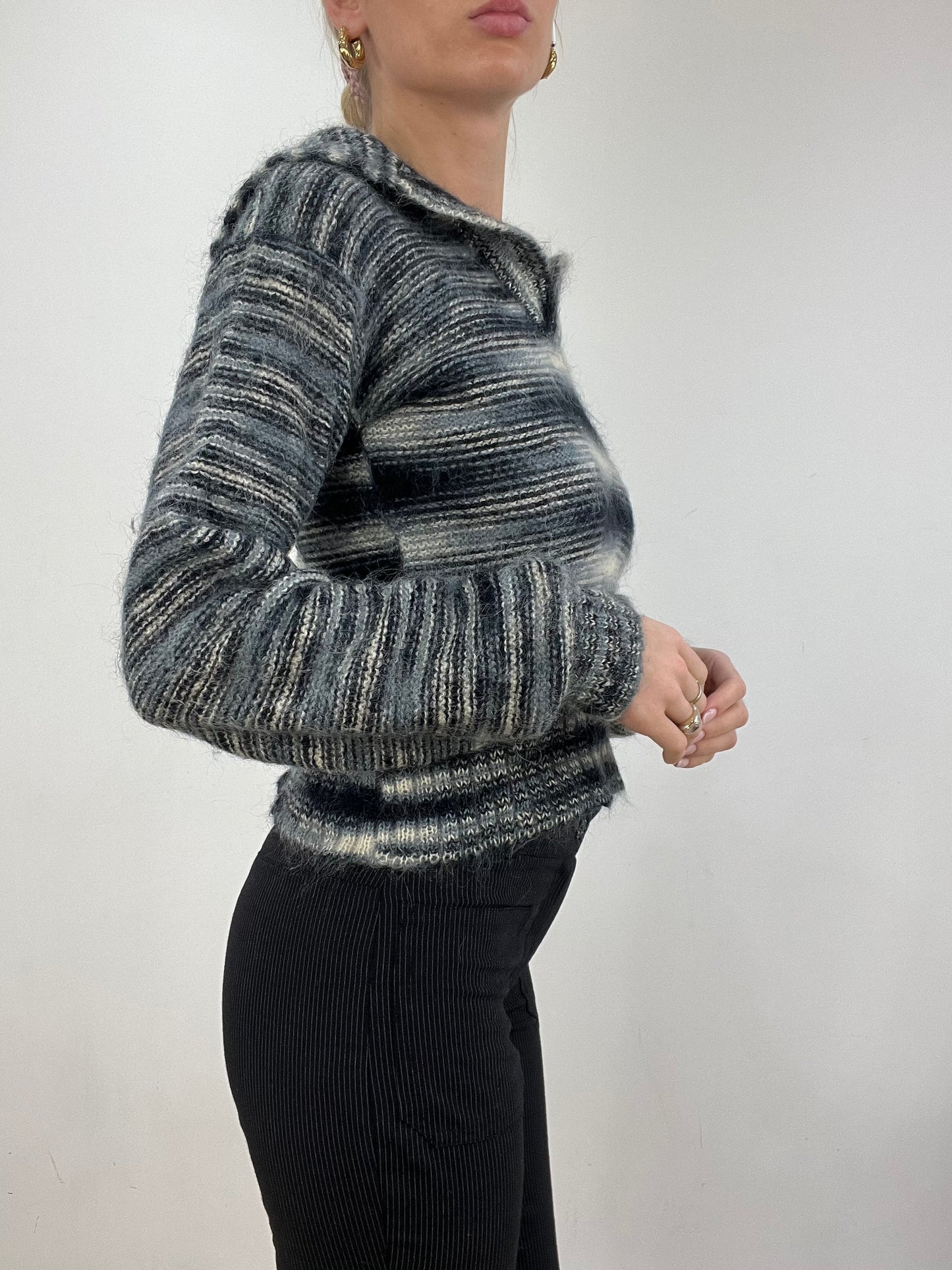 vintage edit six | small blue and black knitted jumper