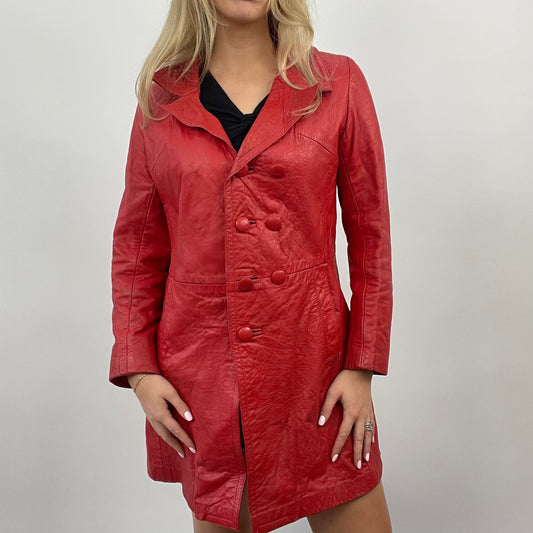 💚💻 GALENTINES DAY DROP | small red faux leather trench coat