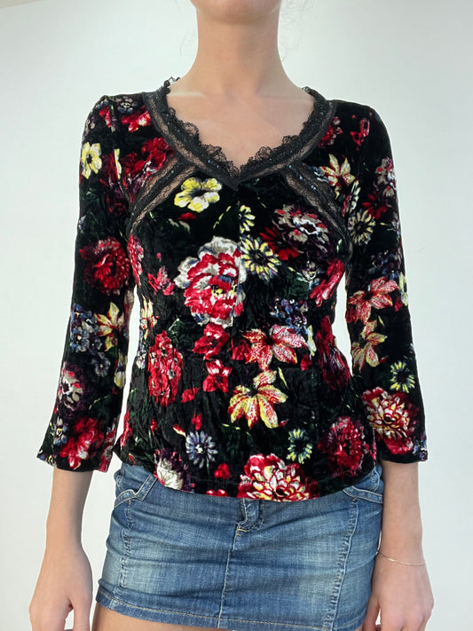 BEST PICKS | small black velour dolce and gabbana floral top