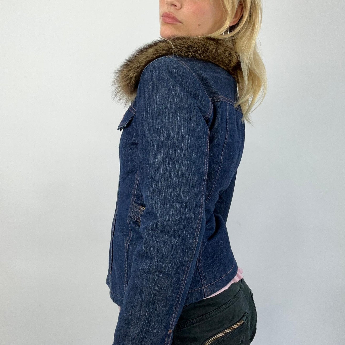 BEST PICKS | small morgan de toi denim jacket with faux fur trim