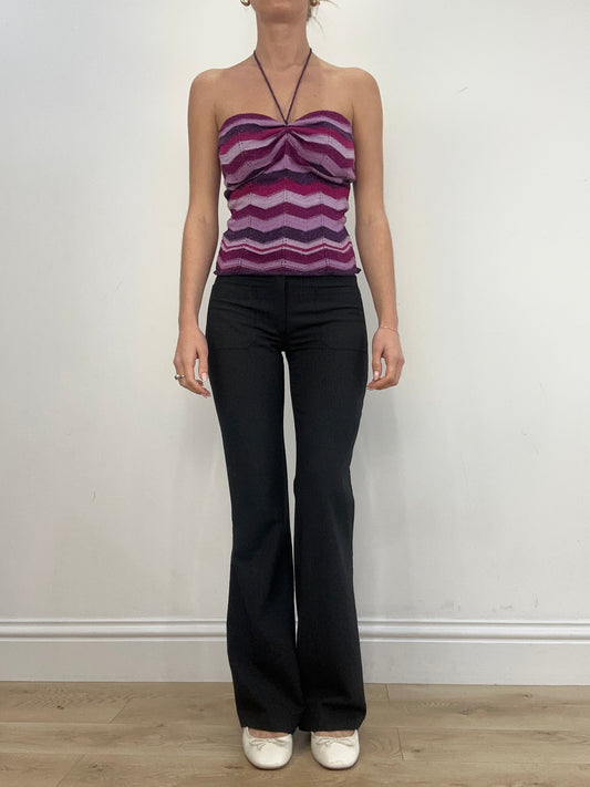 vintage edit six | small two tone purple striped top