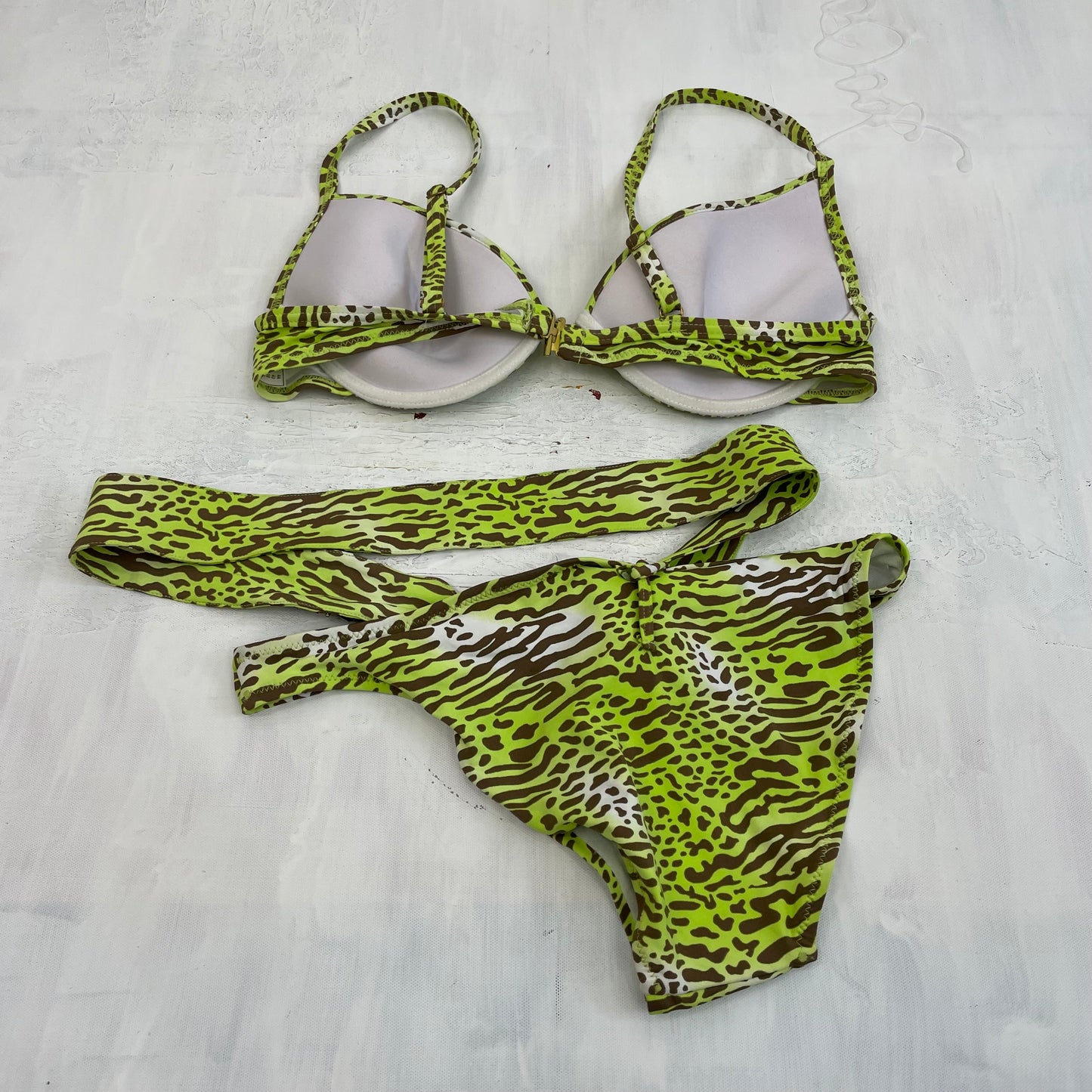 💻PARIS HILTON DROP | small green and brown animal print padded bikini set