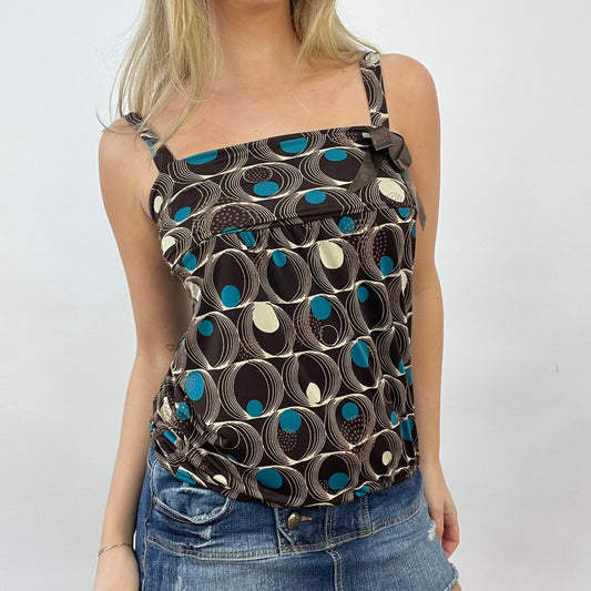 GIRL CORE DROP | small brown patterned cami top with bow detail