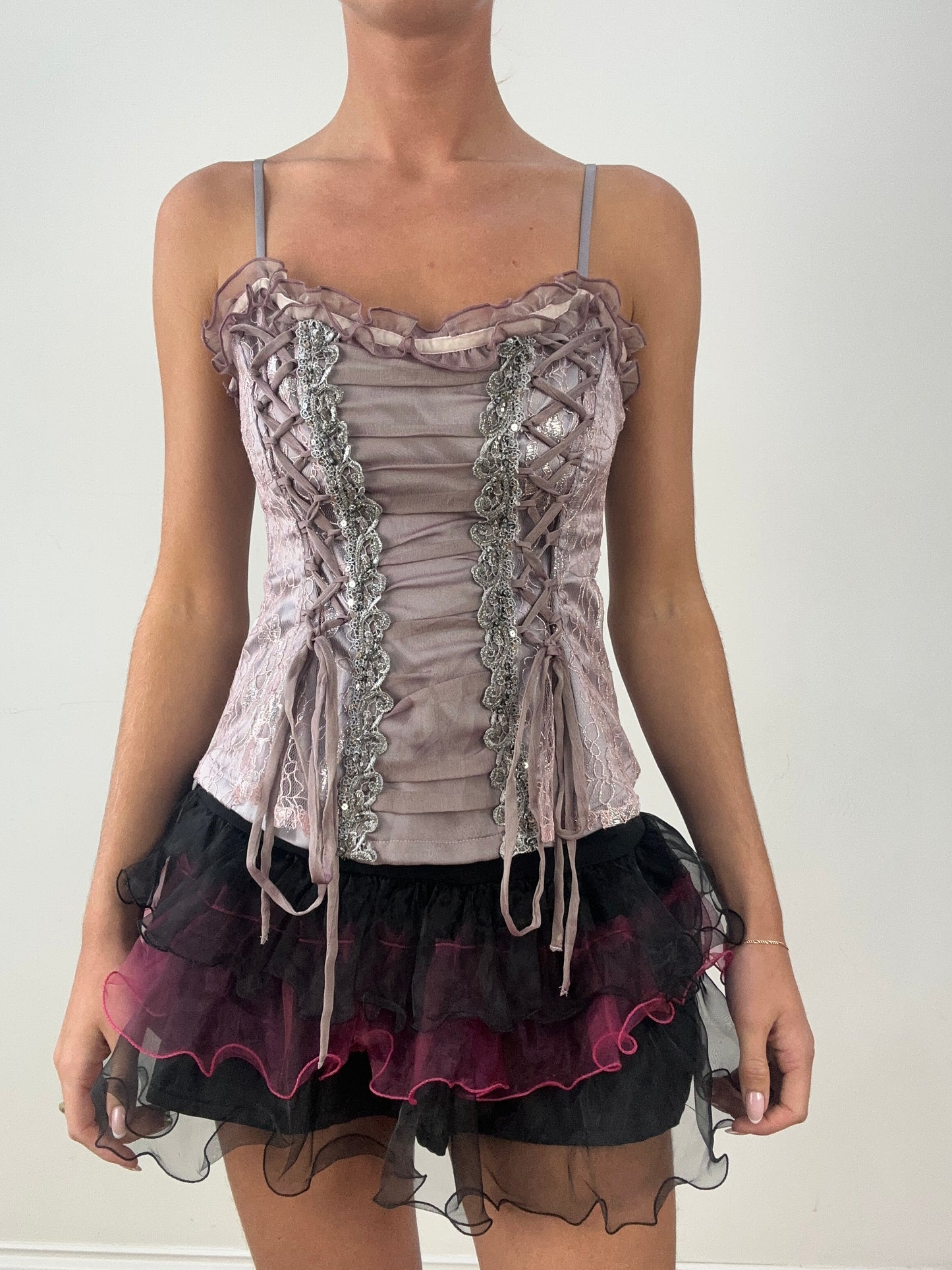 HALLOWEEN | medium lilac satin corset style top