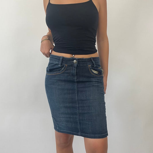 💻OLIVIA RODRIGO DROP | small blue stretchy denim midi skirt