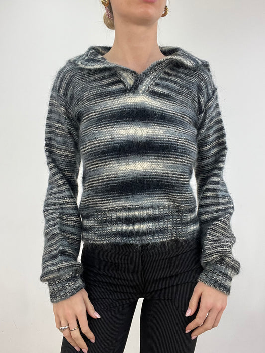 vintage edit six | small blue and black knitted jumper