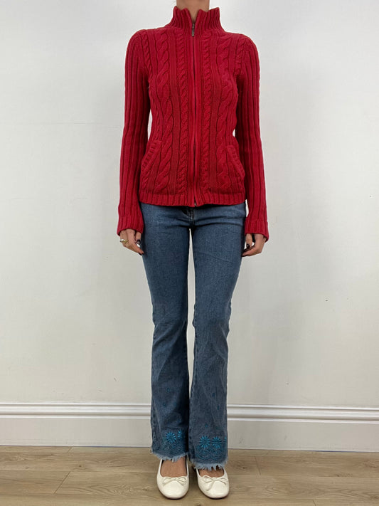 BONFIRE NIGHT | medium red tommy hilfiger cable knit zip up