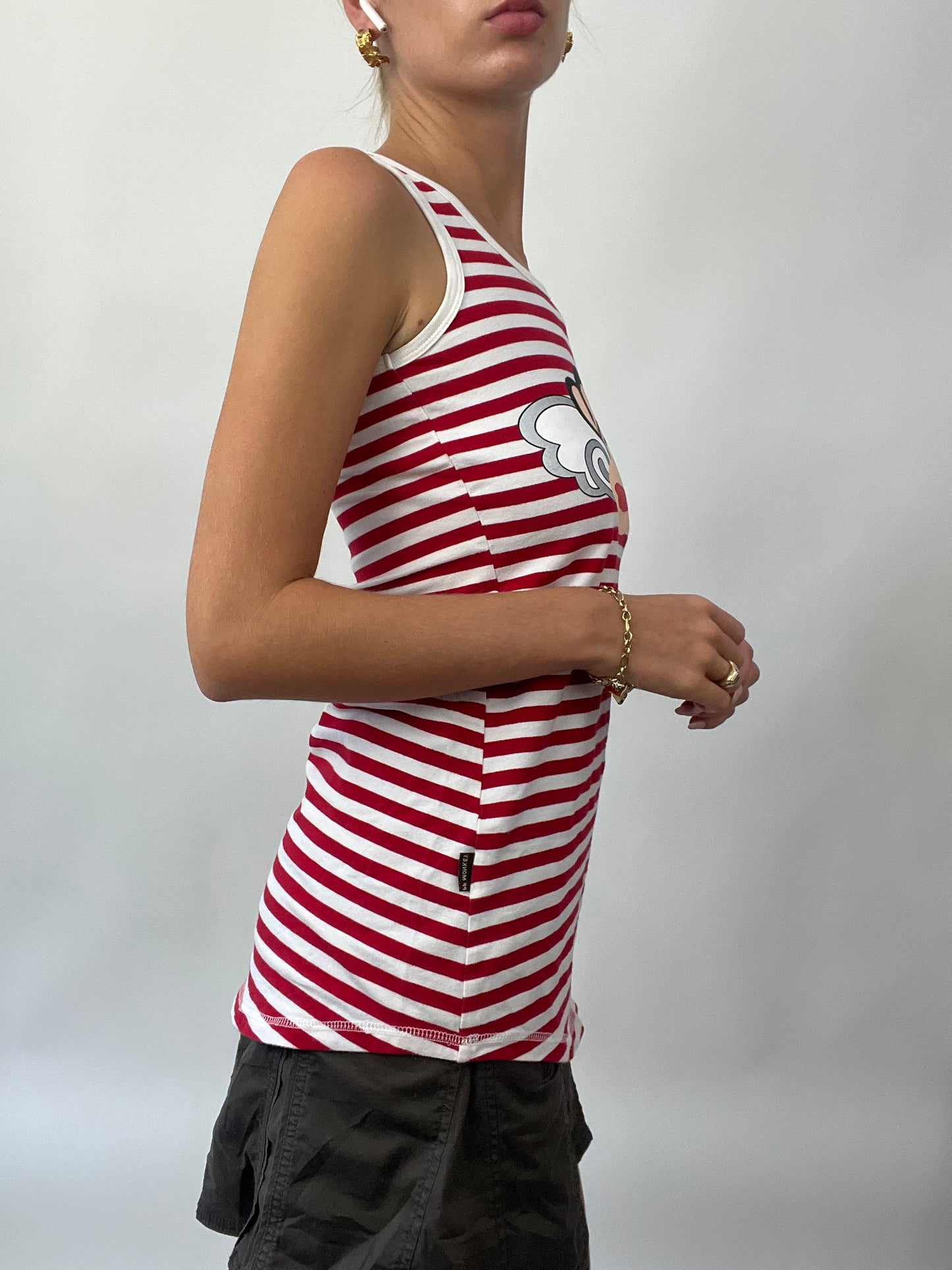 BRAT GIRL SUMMER DROP | large red striped paul frank dress / longline tank top