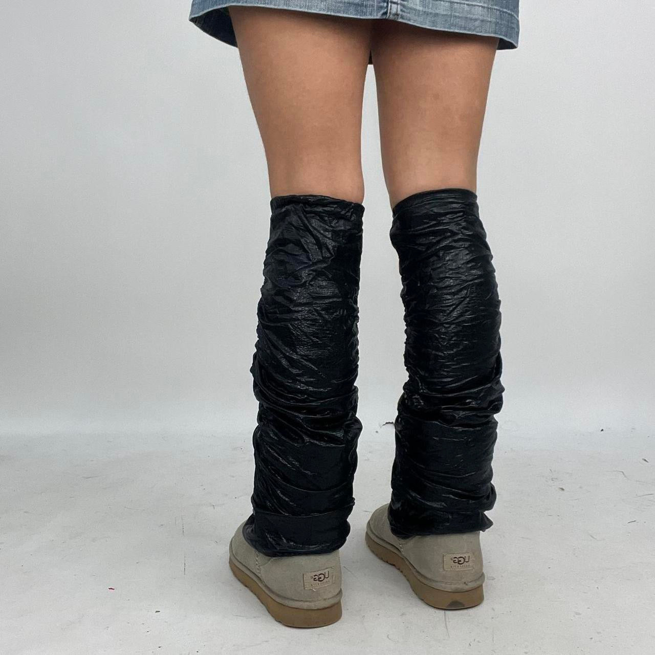 ‼️💻 FREE SHIPPING | black shiny leg warmers