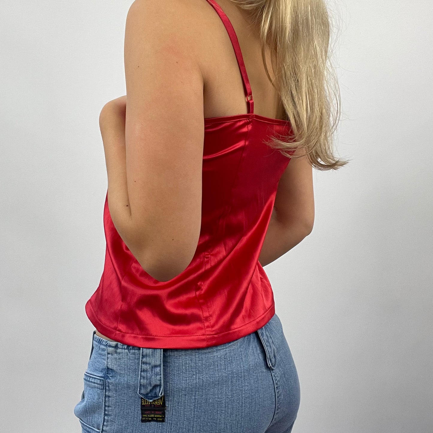 GALENTINES DAY DROP | small red silky zip up top