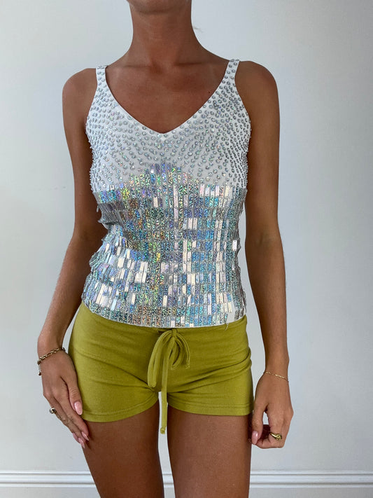 SIRENCORE | small silver sequin cami