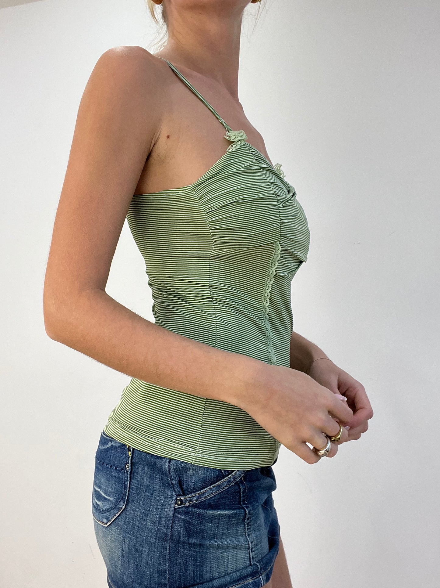 BEST PICKS | small white and green striped cami top