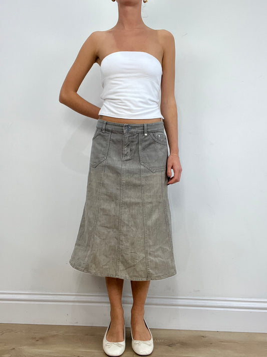 vintage drop 1 | large grey denim maxi skirt