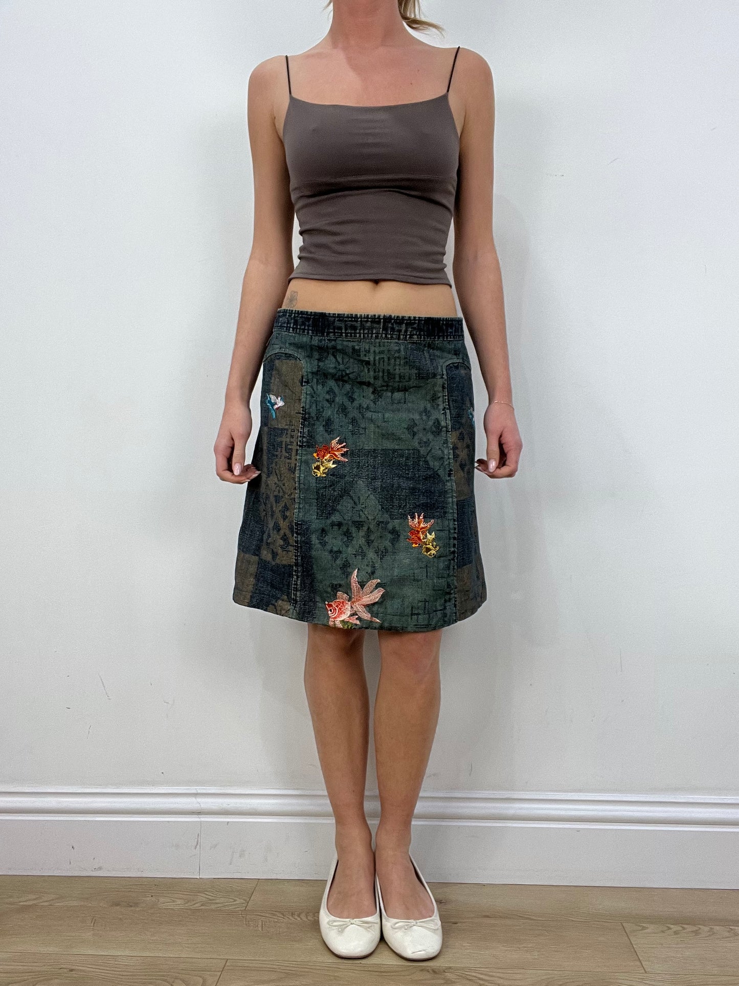 vintage edit eight | small denim dark wash custo barcelona midi skirt