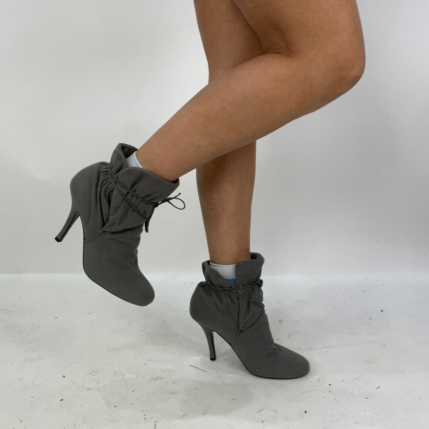 Grey stiletto booties hotsell