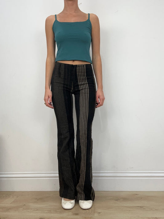 vintage edit two | small black and grey striped flared trousers