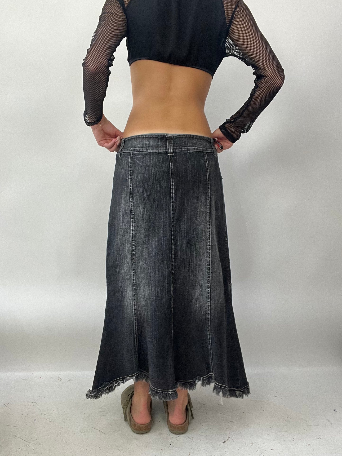 BRAT GIRL SUMMER DROP | large washed grey denim maxi skirt