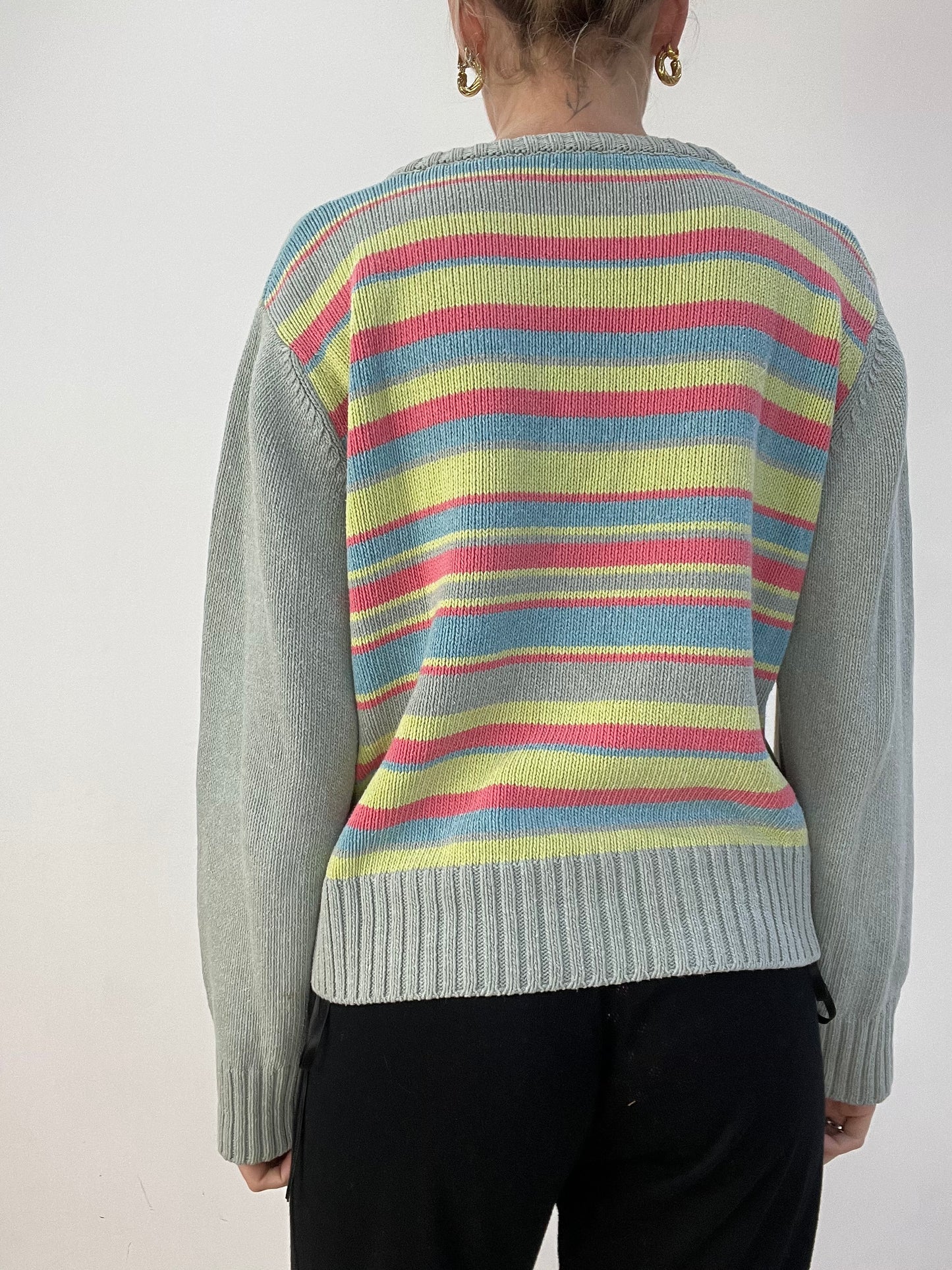 BEST PICKS | medium multicoloured striped v neck jumper