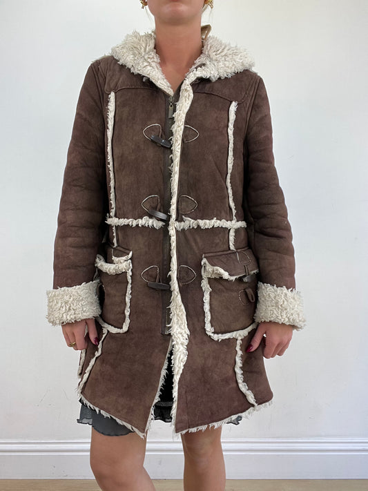 vintage edit thirteen | medium brown faux suede afghan style coat