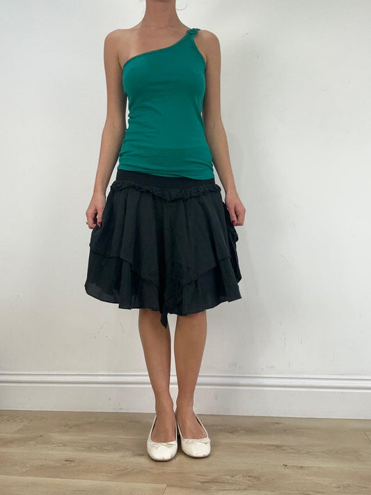 st patrick’s day | medium black asymmetric midi skirt