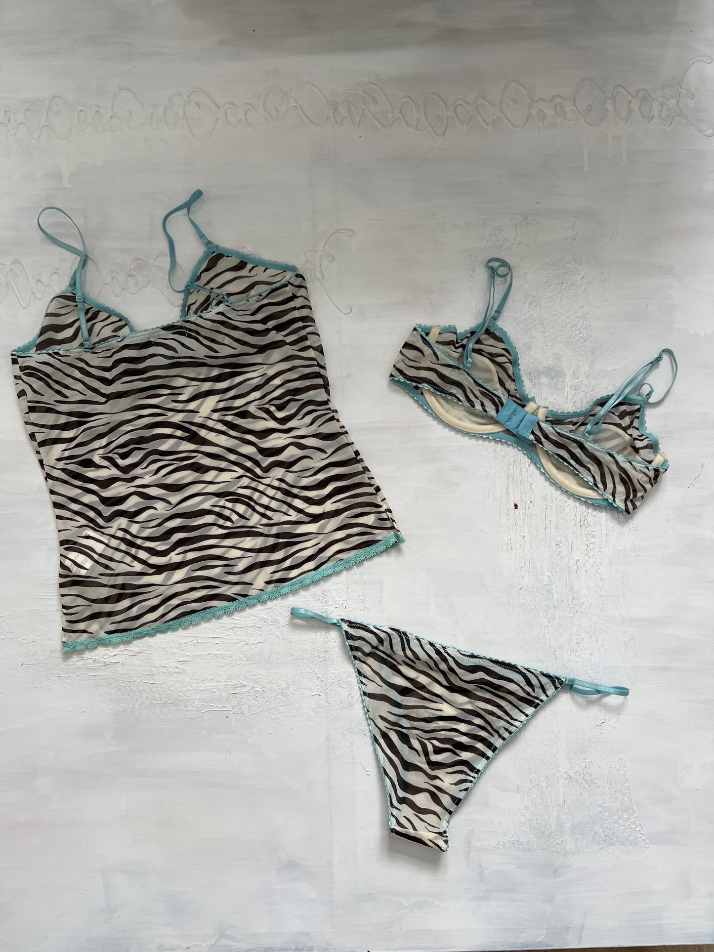 DINNER PARTY | large semi sheer zebra print lingerie set