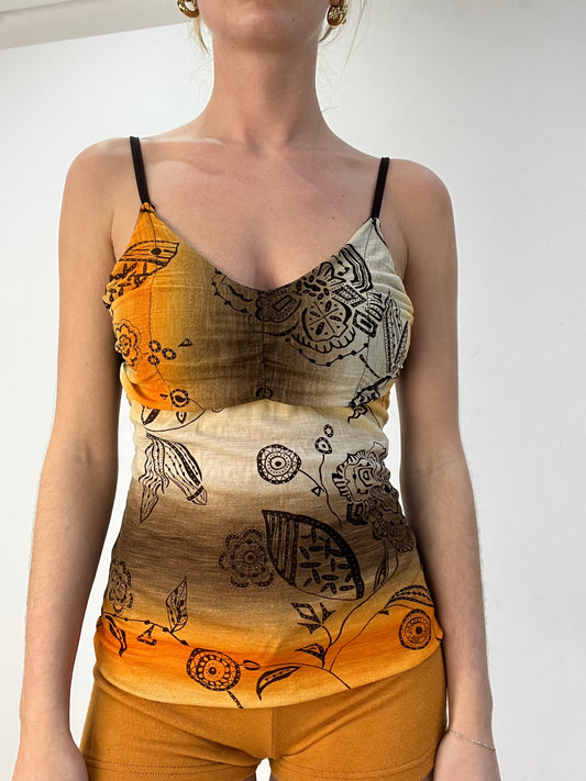 BEST PICKS | small orange and brown floral print cami top