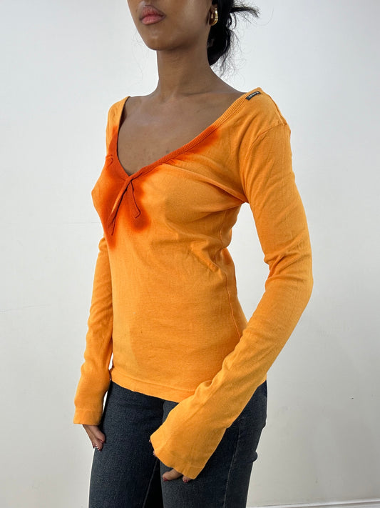 💻 HIPPY CHIC DROP | small playlife orange long sleeve top with contrast orange neckline