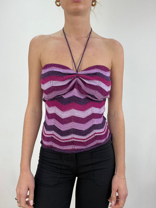 vintage edit six | small two tone purple striped top