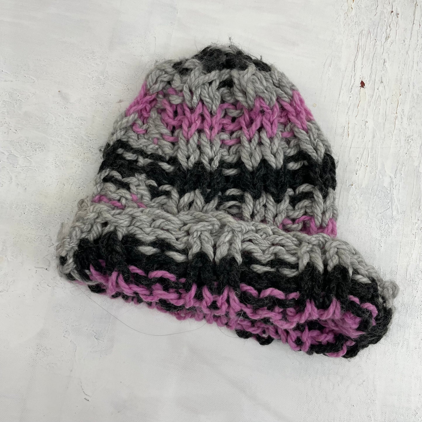 GORPCORE DROP | grey and pink knit beanie