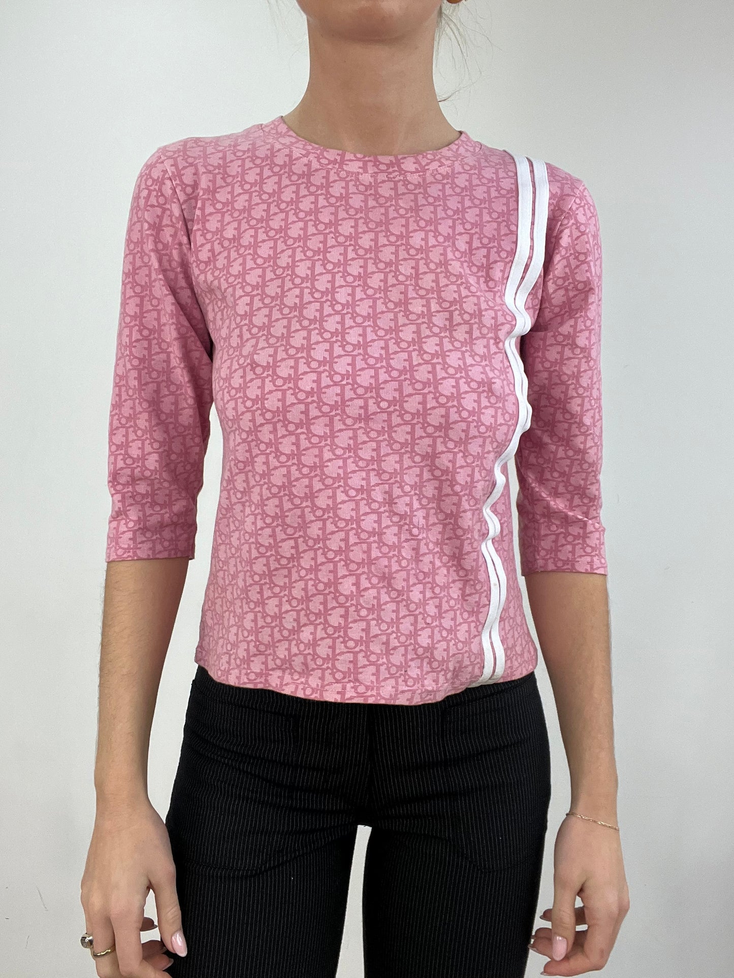 vintage edit six | medium pink christian dior monogram print top