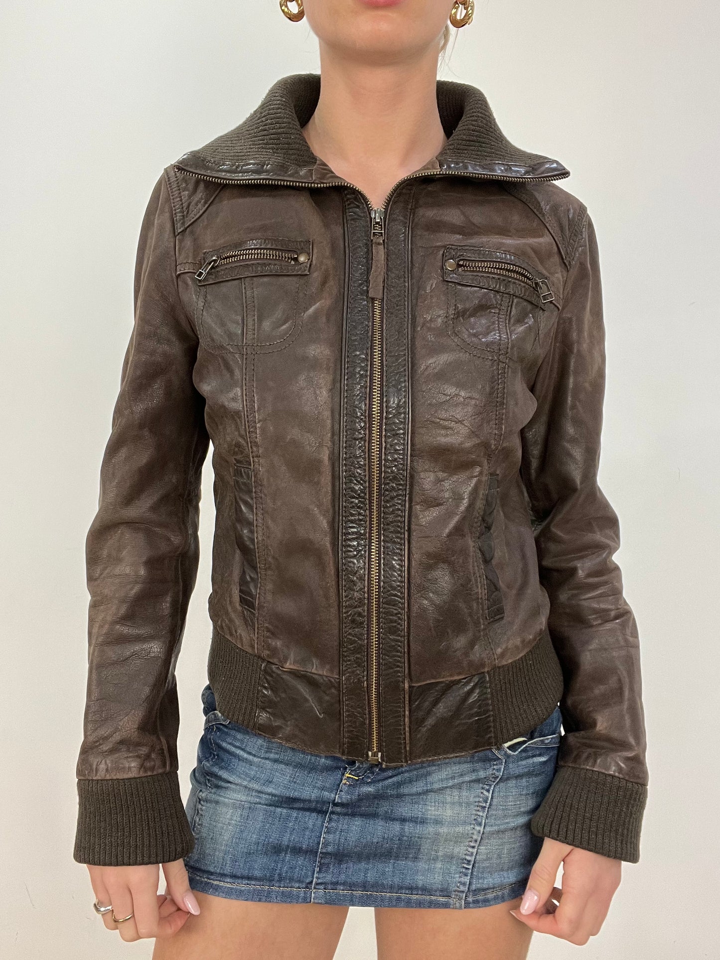 vintage edit nine | small brown pimkie faux leather jacket