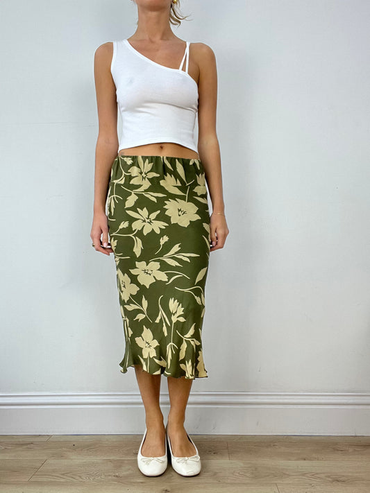 BUFFY THE VAMPIRE SLAYER | small green midi floral skirt