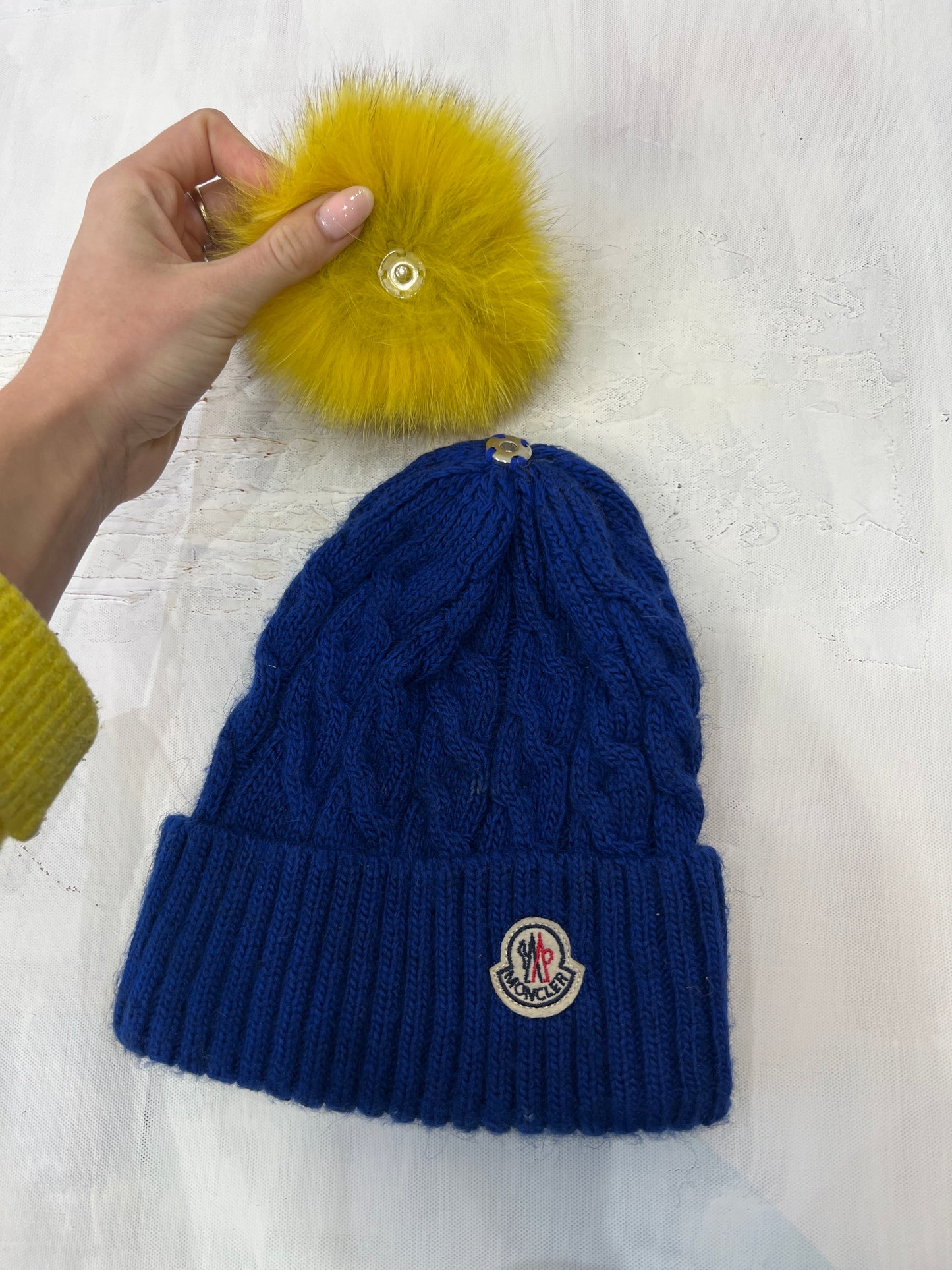 vintage edit seven | blue cable knit moncler beanie