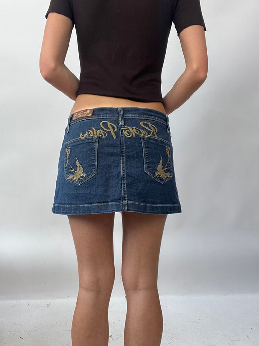 BRAT GIRL SUMMER DROP | small denim skirt with embroidery detail