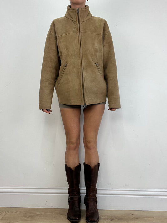 vintage drop 1 | large beige suede zip up jacket