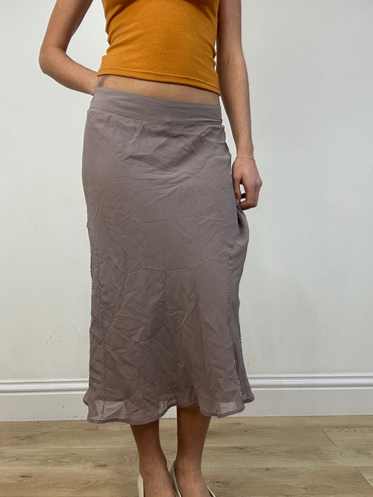 vintage edit: date night | large lilac chiffon maxi skirt