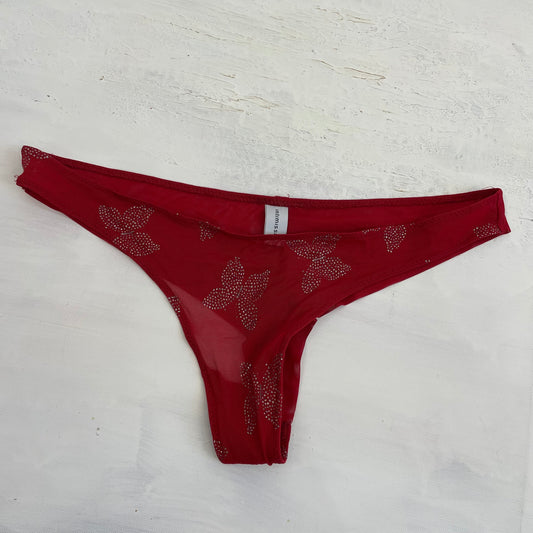 GIRL CORE DROP | red intimissimi thong with butterfly diamanté