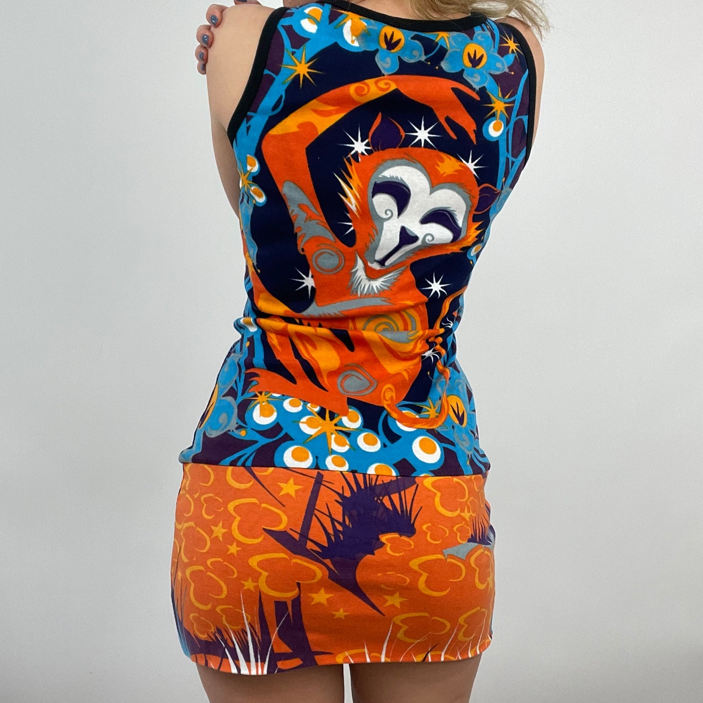 💻HIPPY CHIC DROP | small blue and orange graphic dress