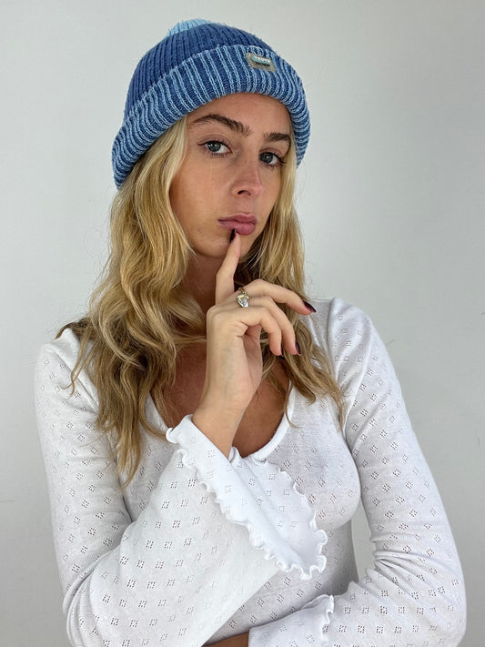 WINTER ESSENTIALS | blue striped knitted hat