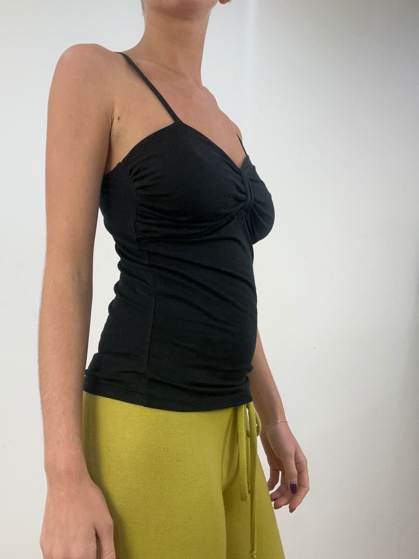 BONFIRE NIGHT | small black cami with ruched bust