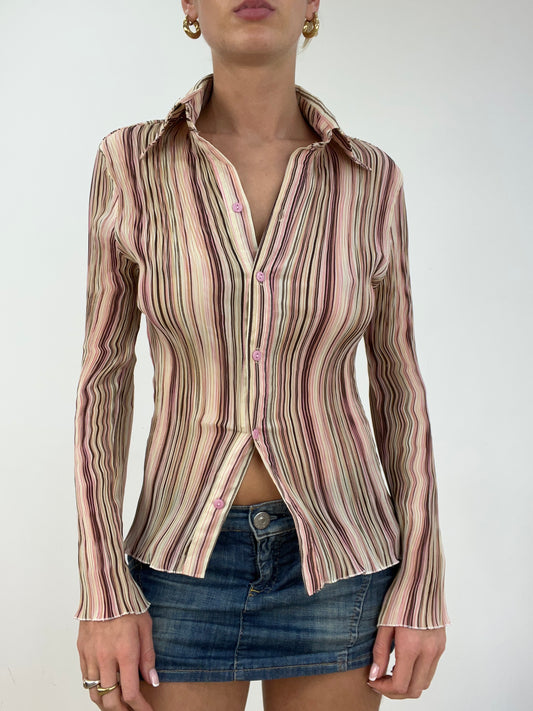 vintage edit four | small pink and green striped chiffon shirt