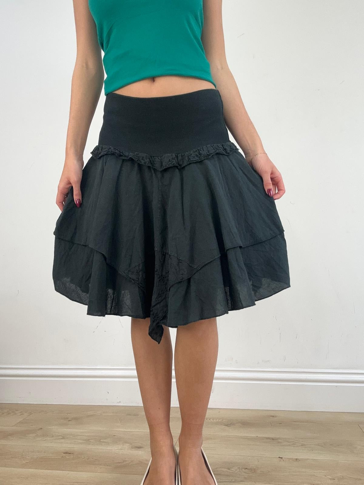 st patrick’s day | medium black asymmetric midi skirt