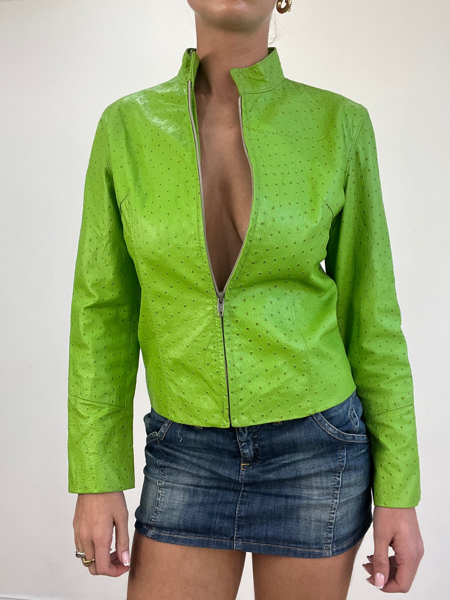 vintage edit three | small green faux leather jacket