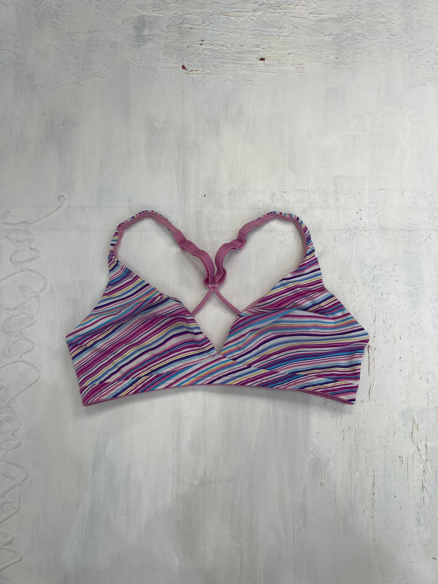 💻BALLETCORE | medium pink and blue striped bra