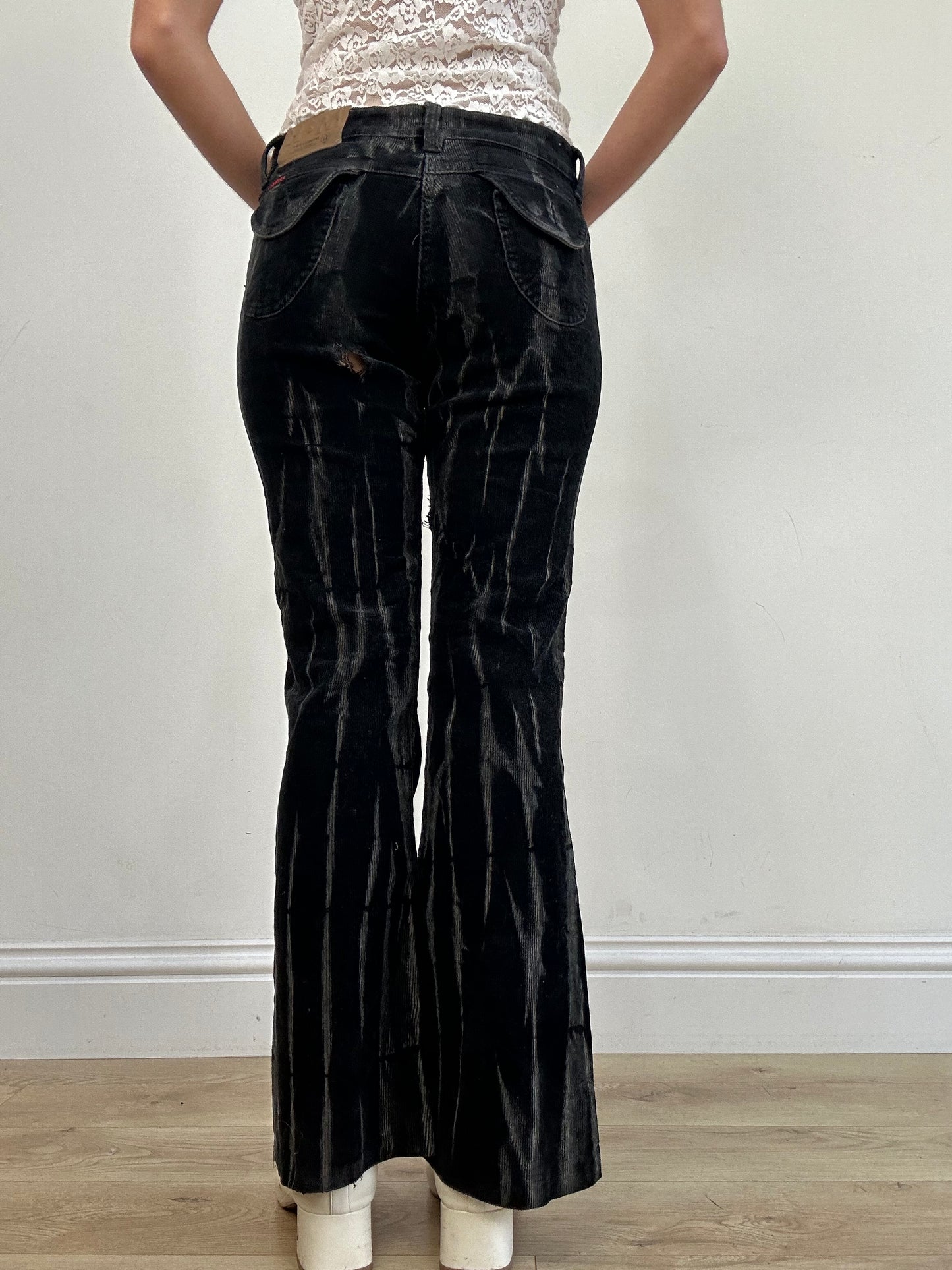 vintage edit three | small black corduroy flared trousers