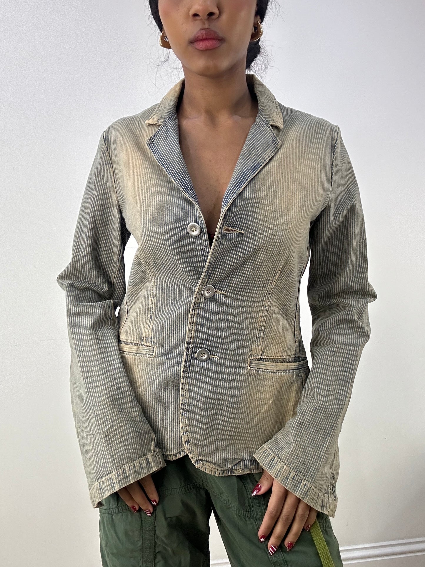 HIPPY CHIC DROP | large denim cabin klein bleached corduroy blazer jacket