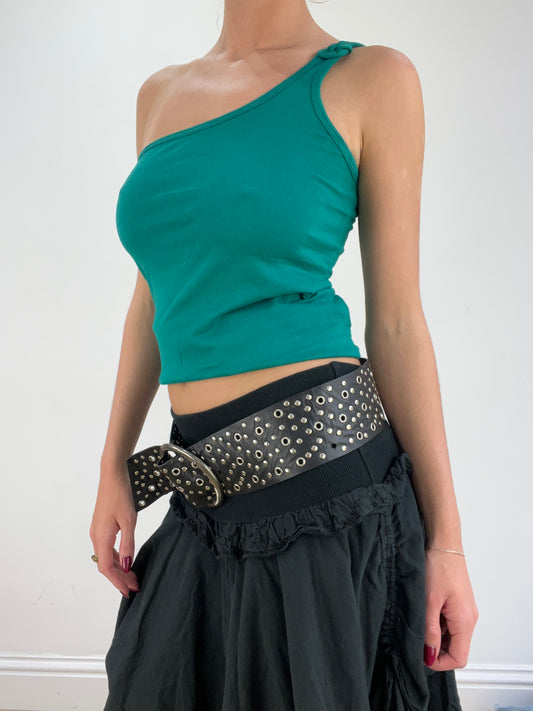 st patrick’s day | black and silver studded belt