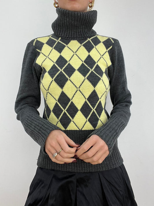 WINTER ESSENTIALS | medium grey argyle print jumper