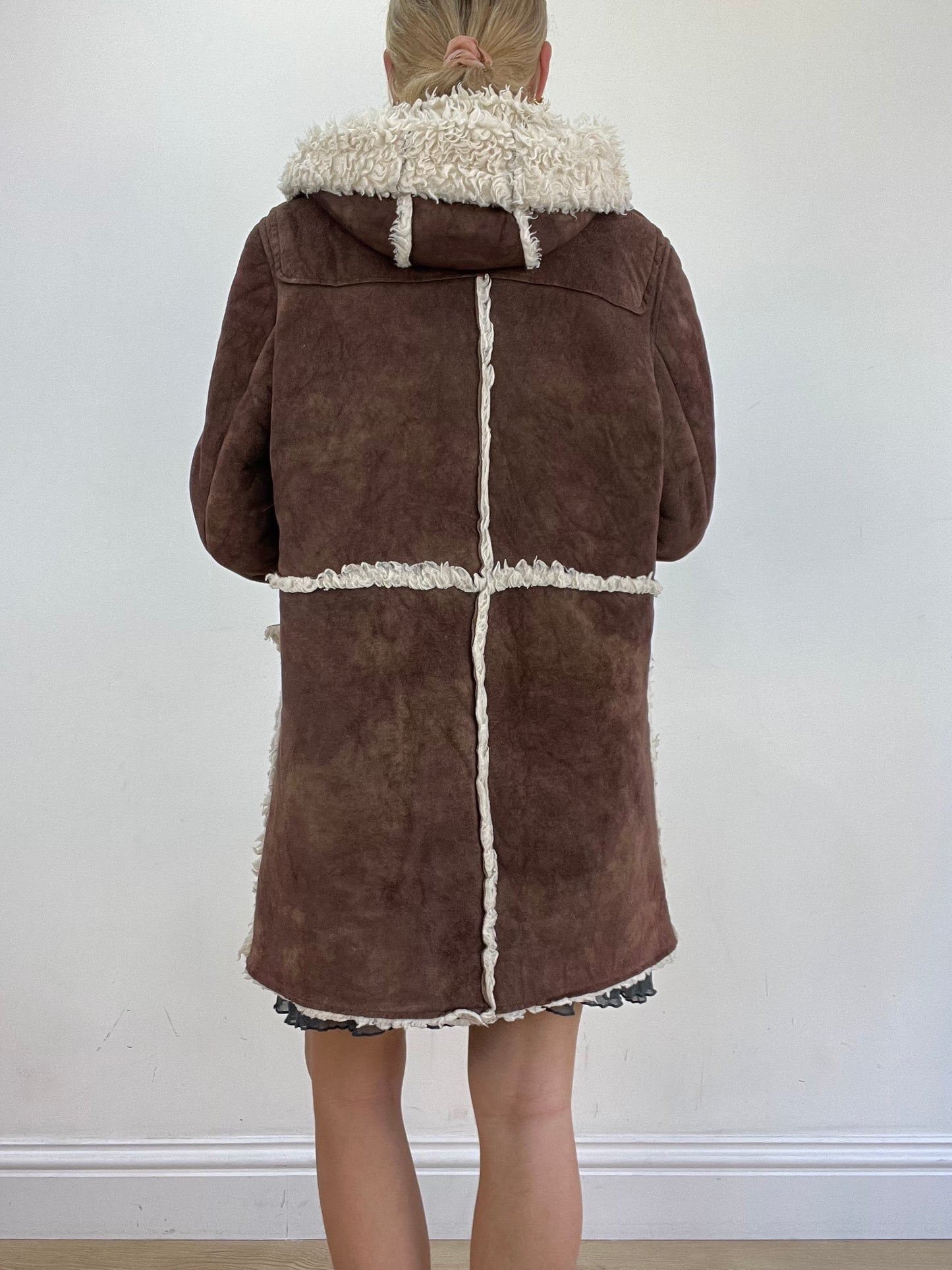 vintage edit thirteen | medium brown faux suede afghan style coat